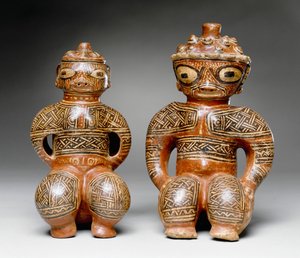 Dwie siedzące postacie, Nosara, Nicoya, 800-1100 (ceramika)